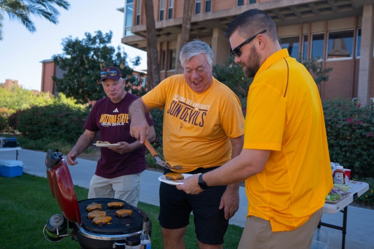 People grilling at ASU Homecoming Block Party