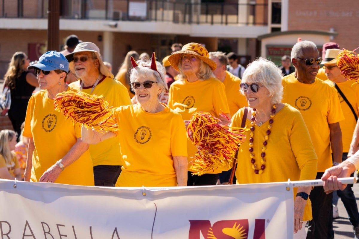 Mirabella residents marching in ASU Homecoming Parade