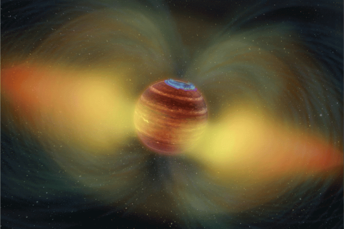 Artist’s impression of an aurora of a massive brown dwarf