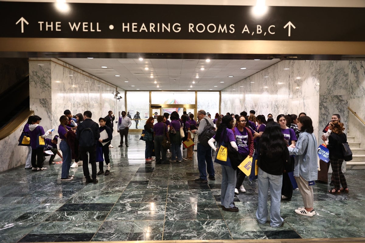 Students gather in government building in Albany, NY