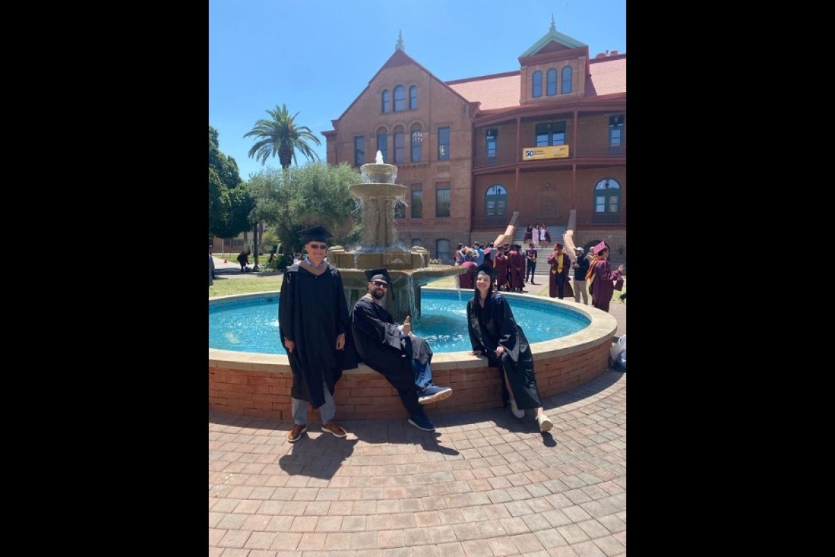 Celebrating at Arizona State University's Tempe campus. 