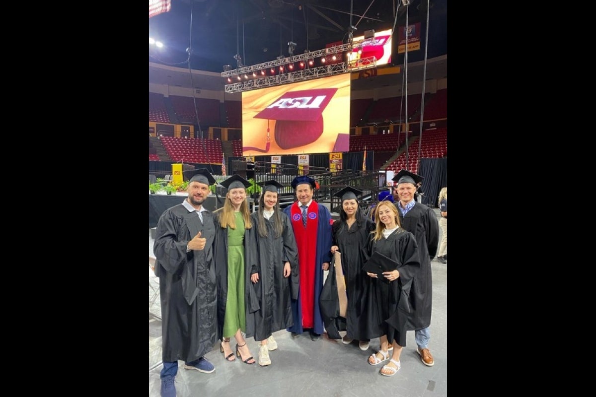 Graduates at ASU's graduation ceremony. 