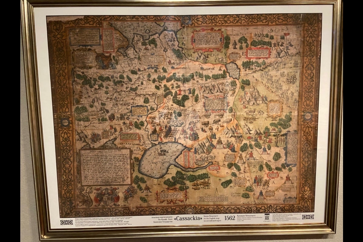 Photograph of the map of Russia created in 1562 by Anthony Jenkins.