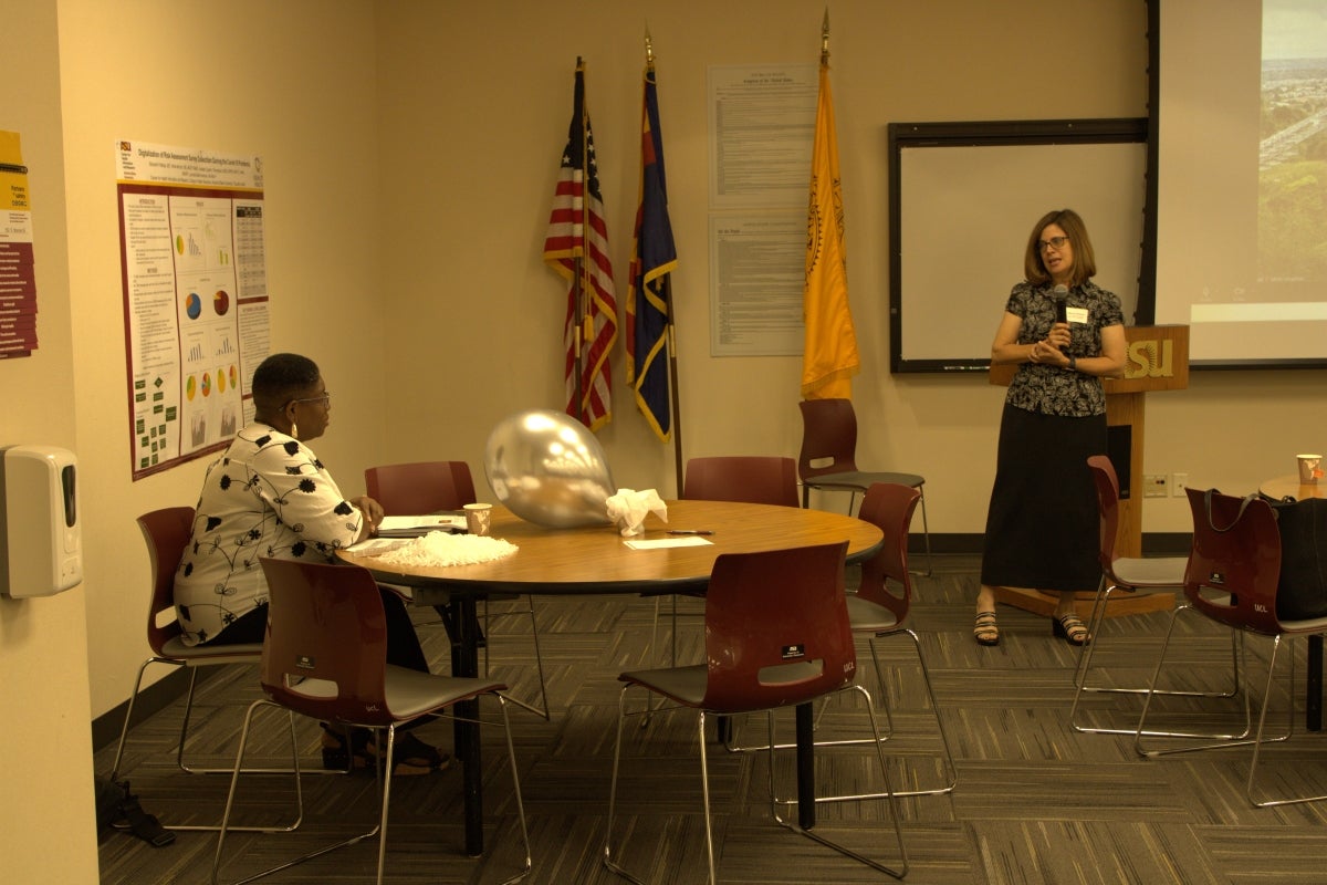 Marisa Domino and Tameka Sama reflect on CHiR. Photo Courtesy of the College of Health Solutions.