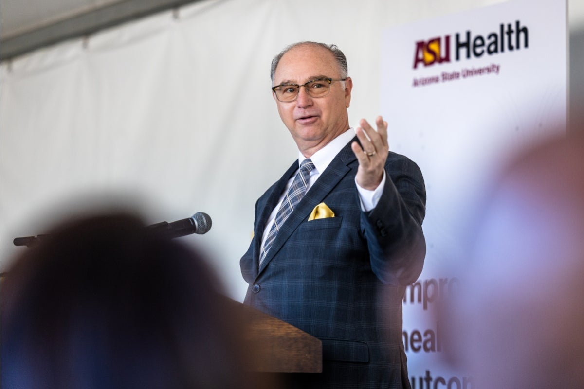 HonorHealth CEO Todd LaPorte speaks in front of a crowd