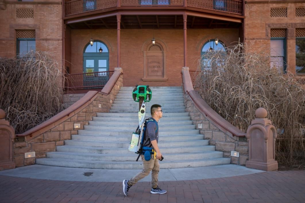 Trekking by Old Main