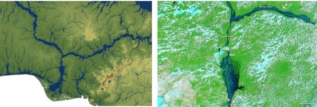 A portion of the global map of Earth’s floodplains