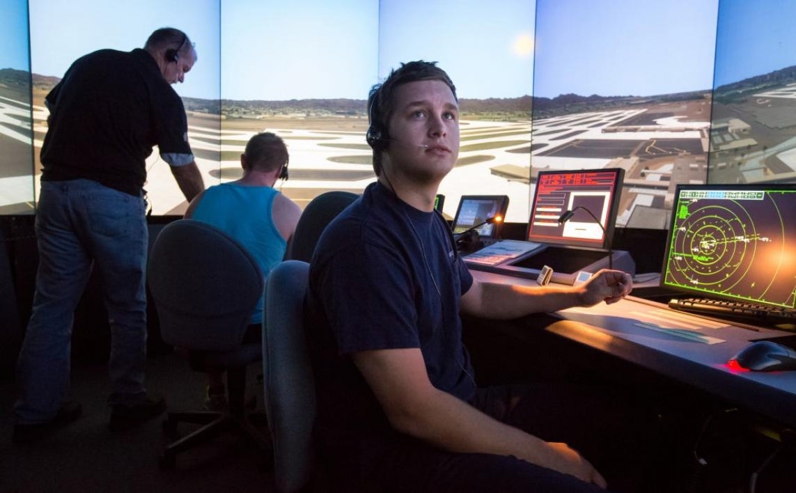 An air-traffic control simulator at ASU.