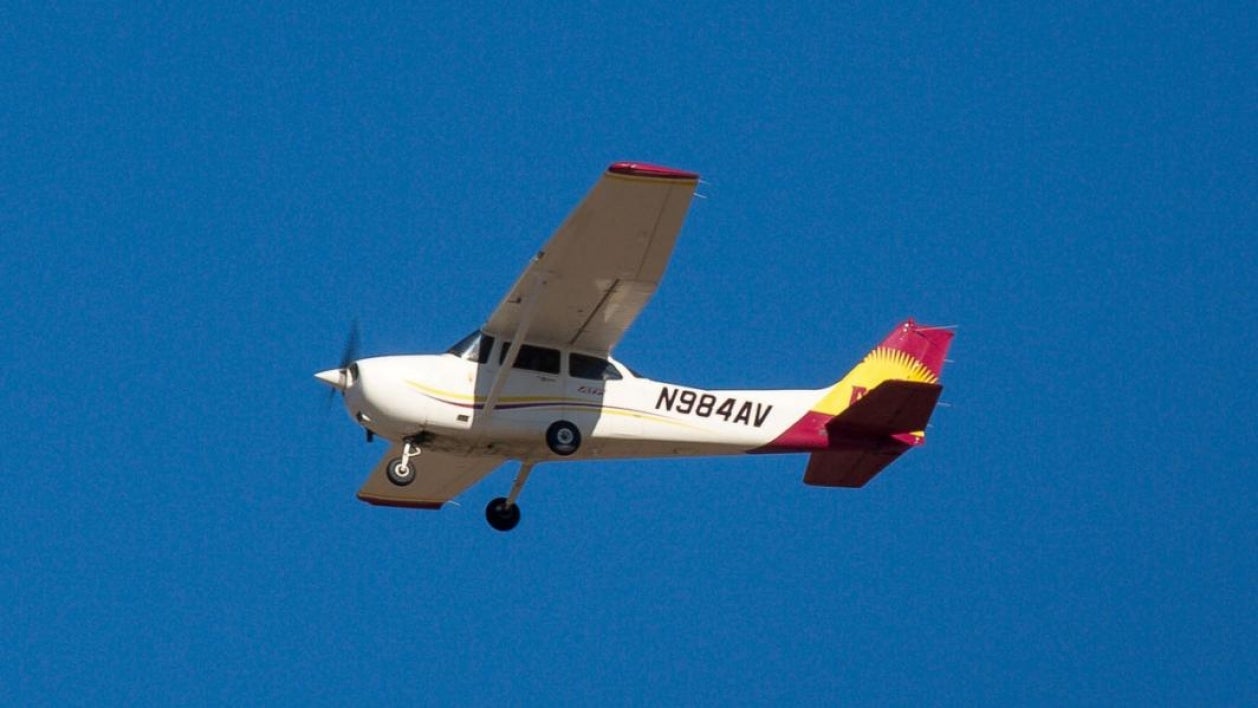 An aviation student in flight.