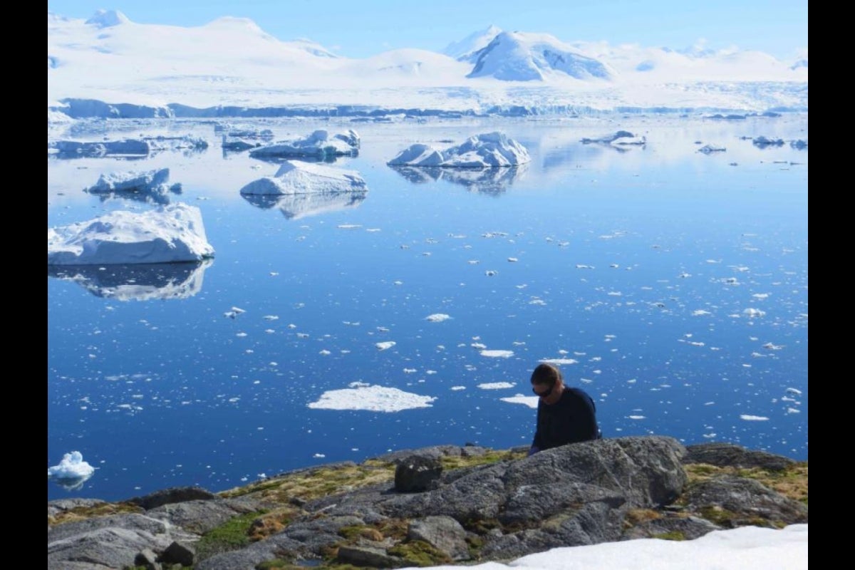 collecting samples in Antarctica