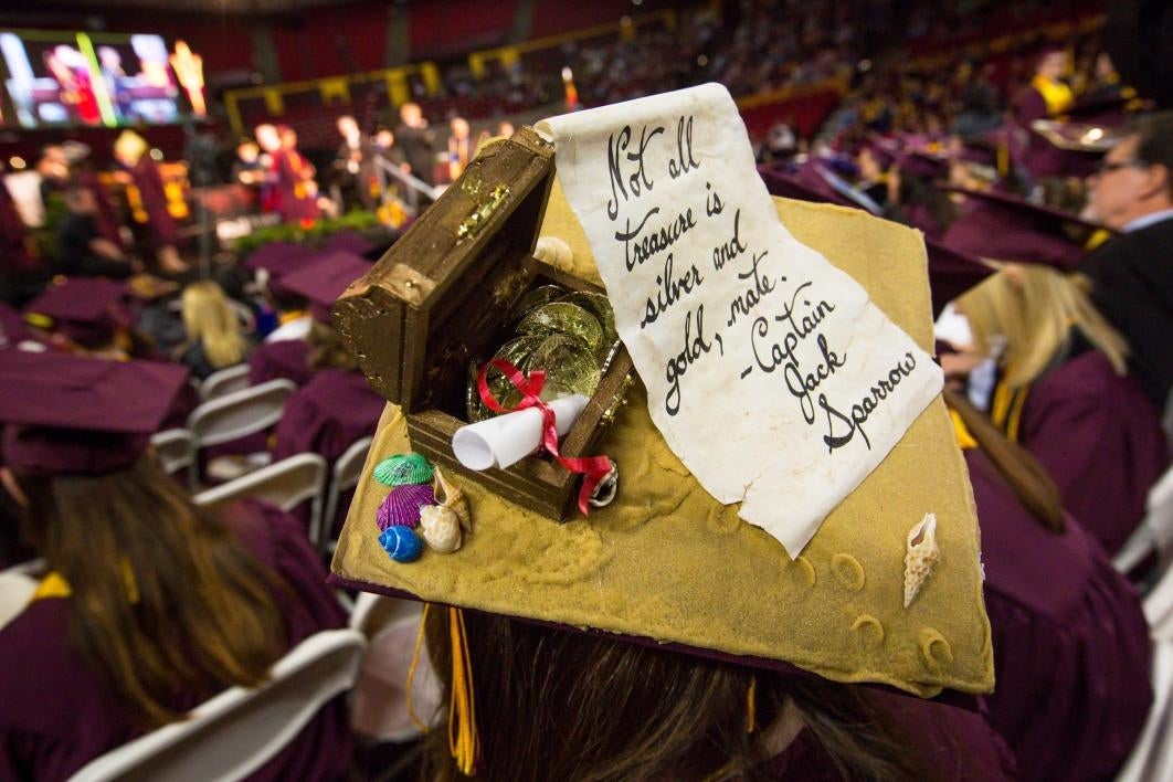 mortar board with Jack Sparrow quote