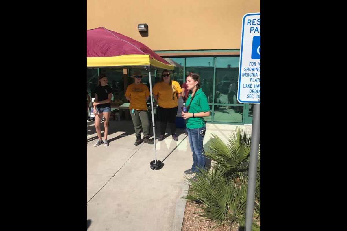 Woman speaking to ASU students