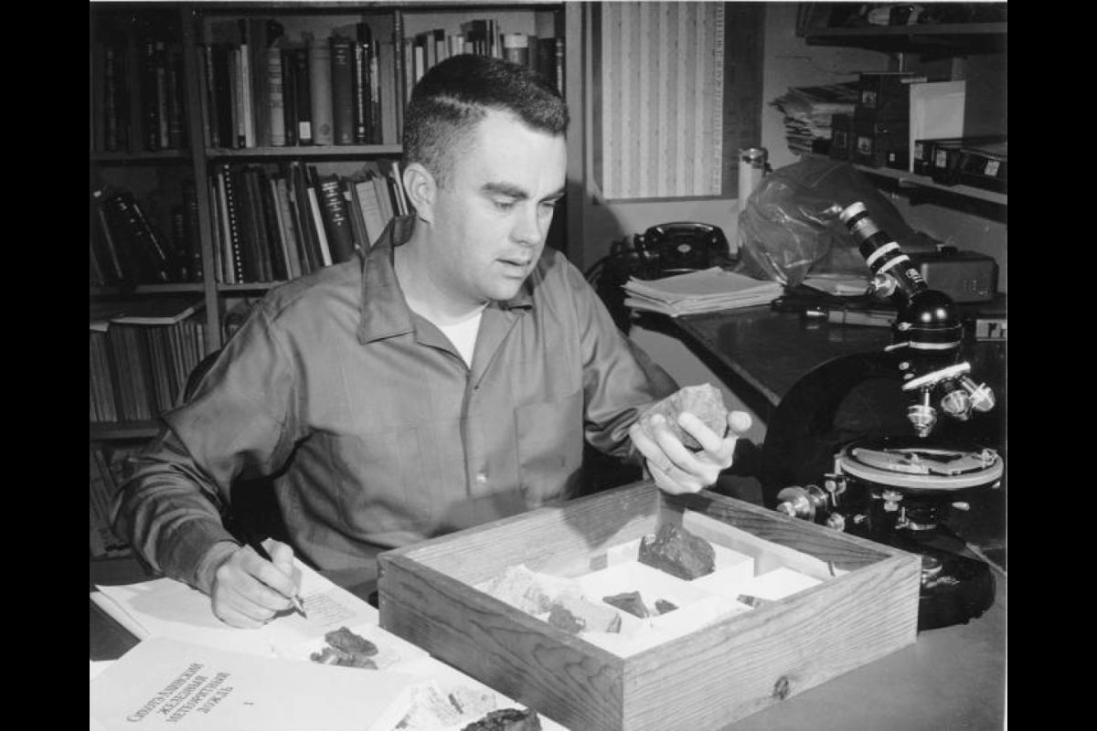 Carleton Moore at work in the Center for Meteorite Studies