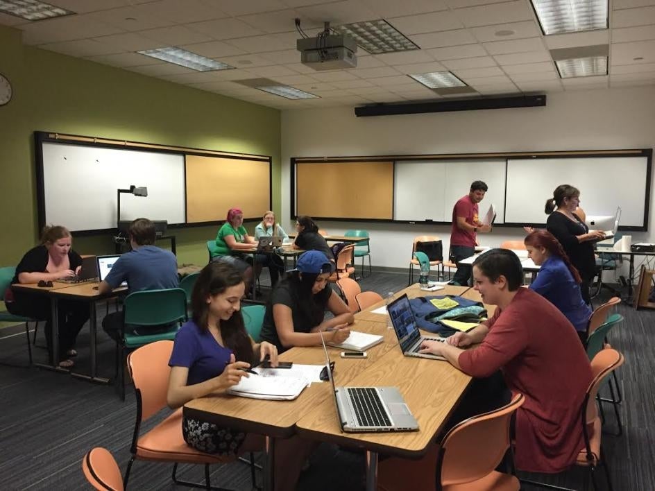 classroom full of students