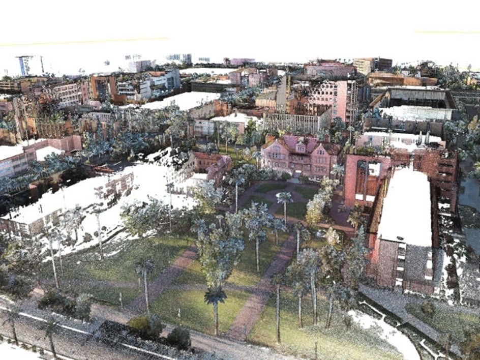 A figure depicting a digital 3D environment of the ASU Tempe campus.