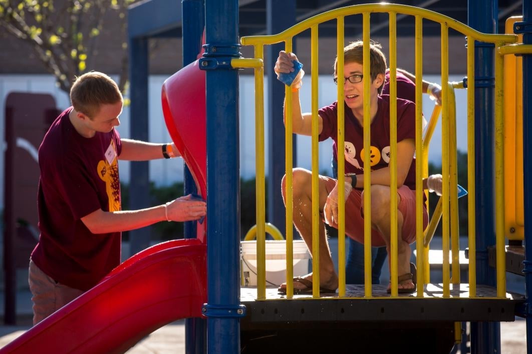 Cleaning the playground