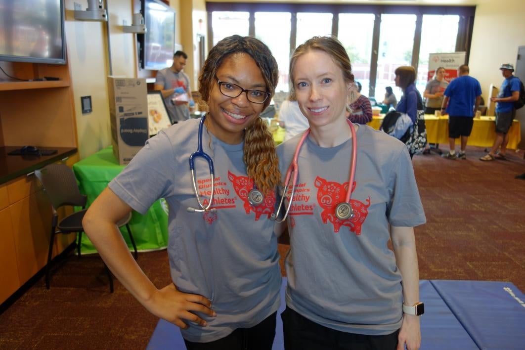 Nursing students Taliyah Martin and Megan Cotter pose at SOAZ