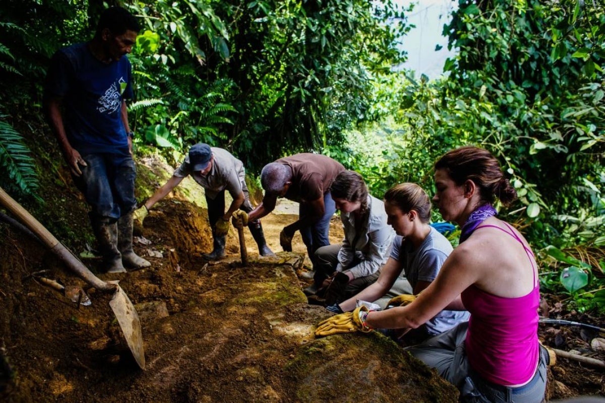 photo of team excavating part of the site