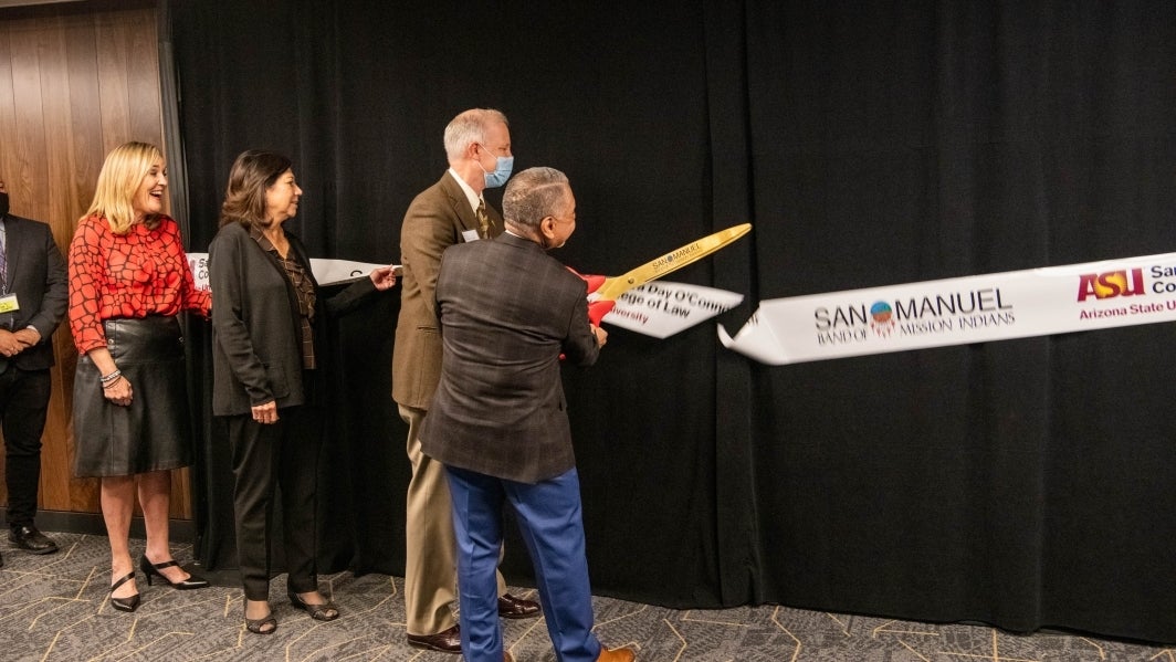 Photo of ASU ribbon cutting ceremony with San Manuel Band of Mission Indians at ASU California Center