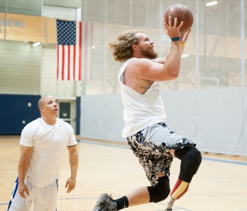 Amputee basketball players