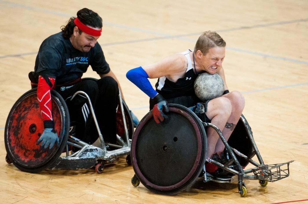 Wheelchair rugby players.