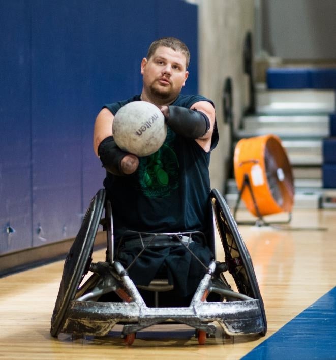 Wheelchair rugby players.