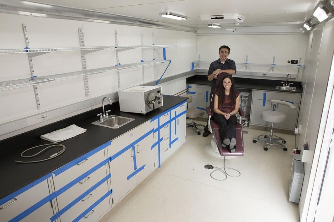 two people sitting in dental clinic