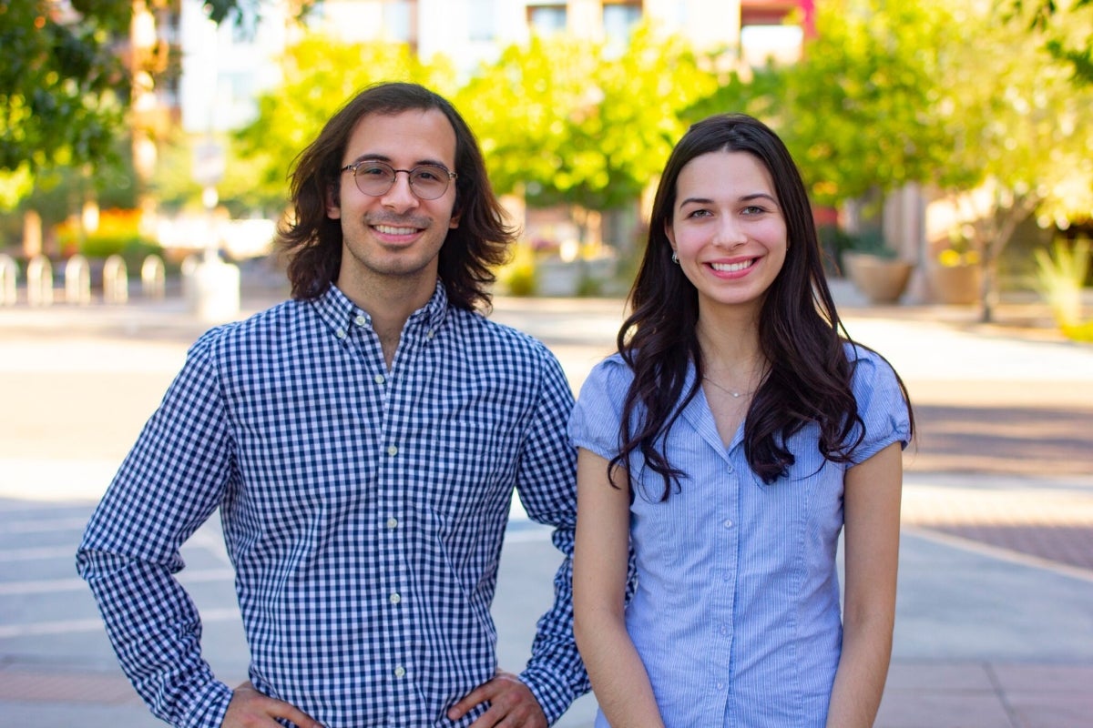 Man and woman smiling