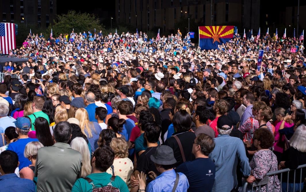 crowd at Clinton rally