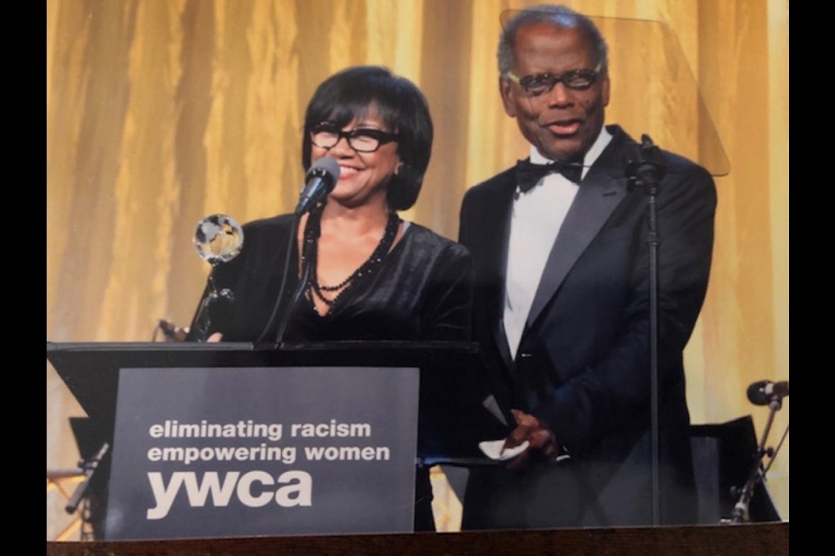 two people presenting at lectern