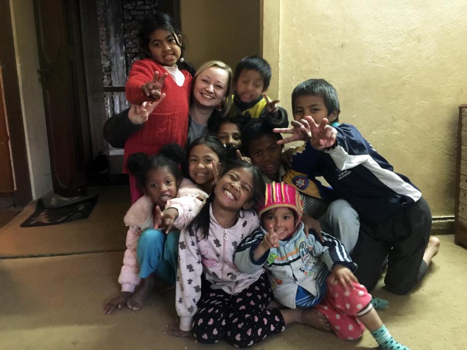 McDermott with children from the Nepalese orphanage