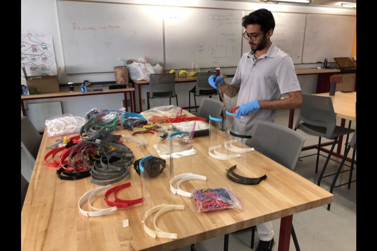 Tarun suresh assembles face shields