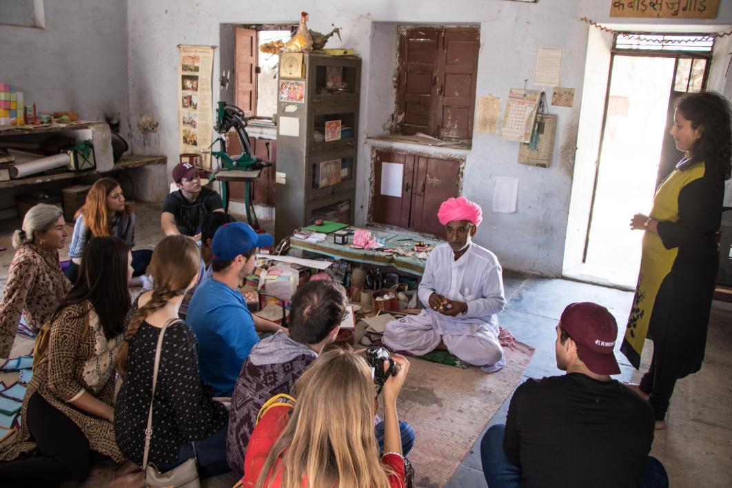 Students listen to talk at Barefoot College