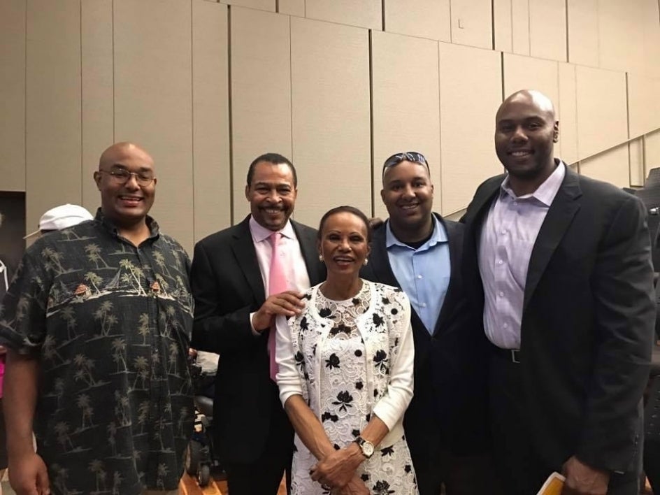 The late ASU Professor Elsie Moore poses for a group photo at the 2017 A. Wade Smith Memorial Lecture on Race Relations.