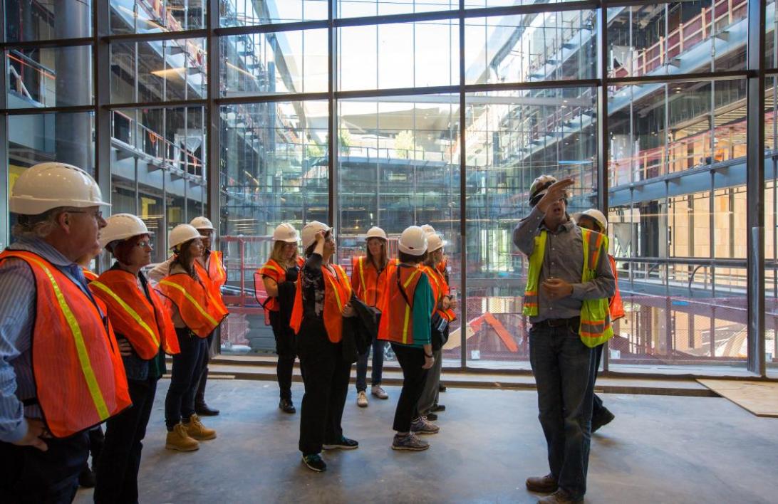 people touring new Arizona Center for Law and Society building