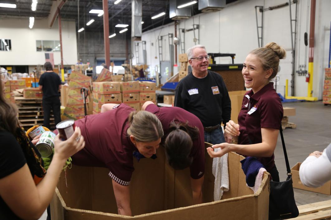 volunteers working in food bank