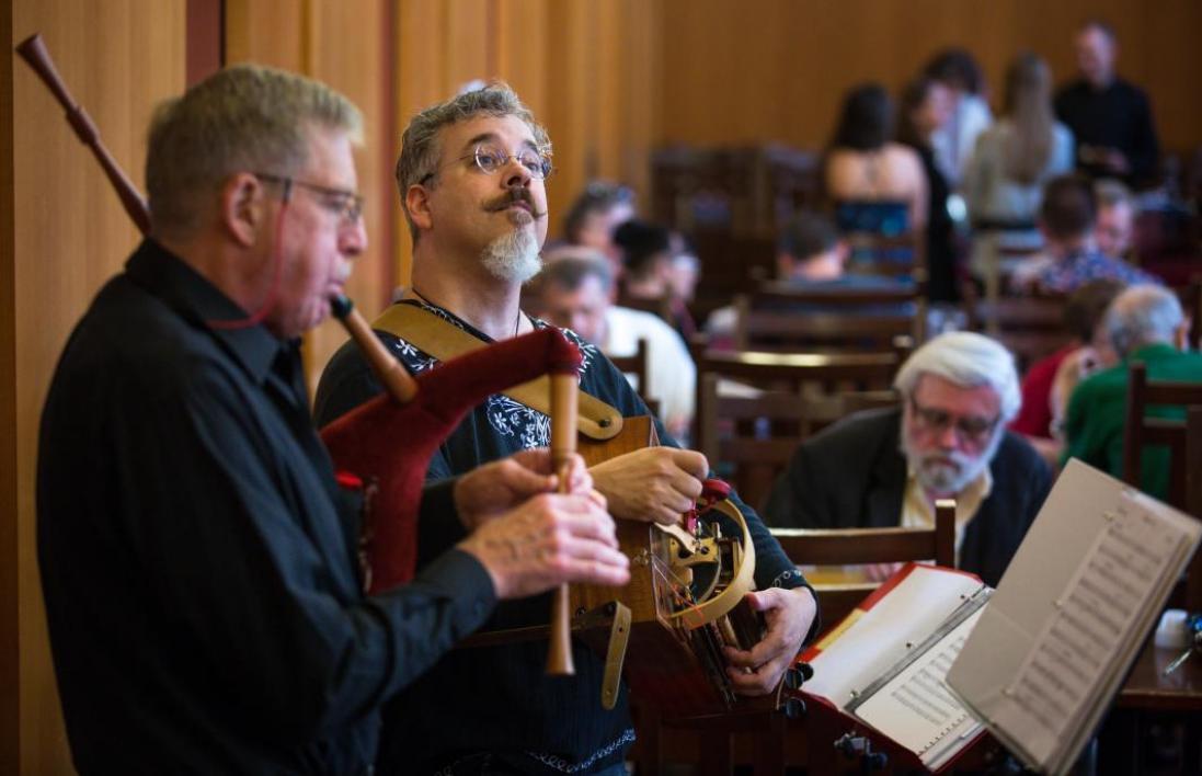 Musicians play at the Chaucer Celebration.