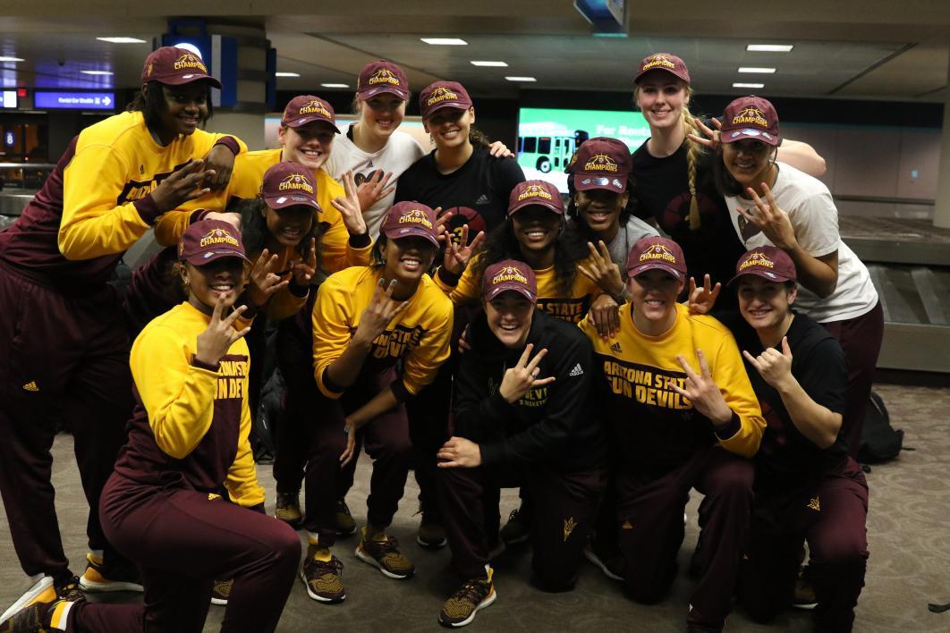 ASU athletes give the fork.