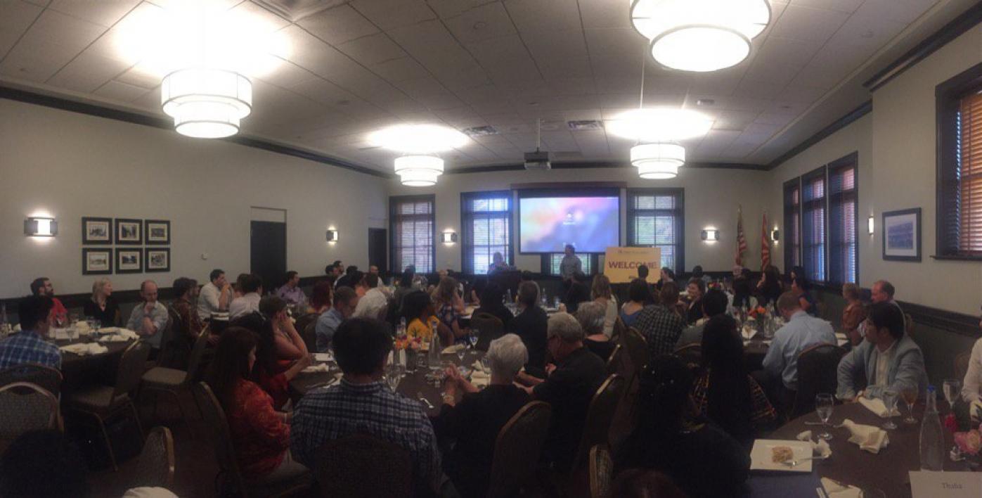 The Connected Academics orientation and welcome dinner at the University Club on August 19, 2016 hosted 80 excited and highly motivated students and mentors. / Photo by Devoney Looser