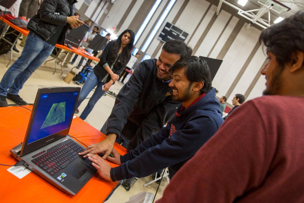 Students exhibit their senior-year Capstone and eProject work at Innovation Showcase, held December 2, 2016 at the Polytechnic campus. Photographer: Jessica Hochreiter/ASU