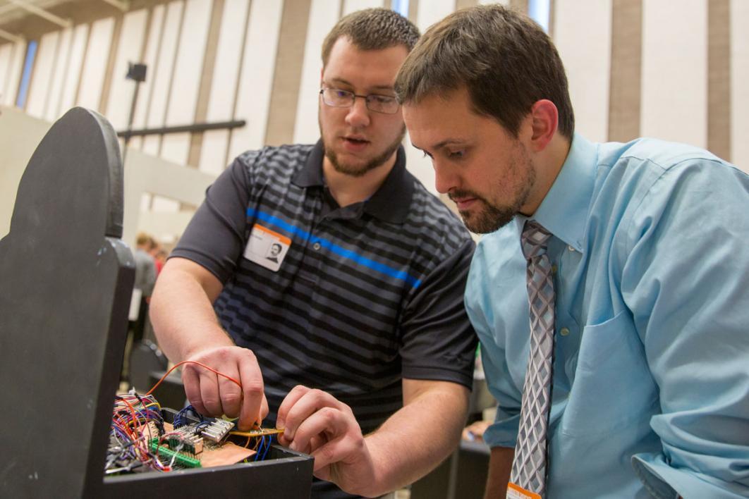 Students exhibit their senior-year Capstone and eProject work at Innovation Showcase, held December 2, 2016 at the Polytechnic campus. Photographer: Jessica Hochreiter/ASU