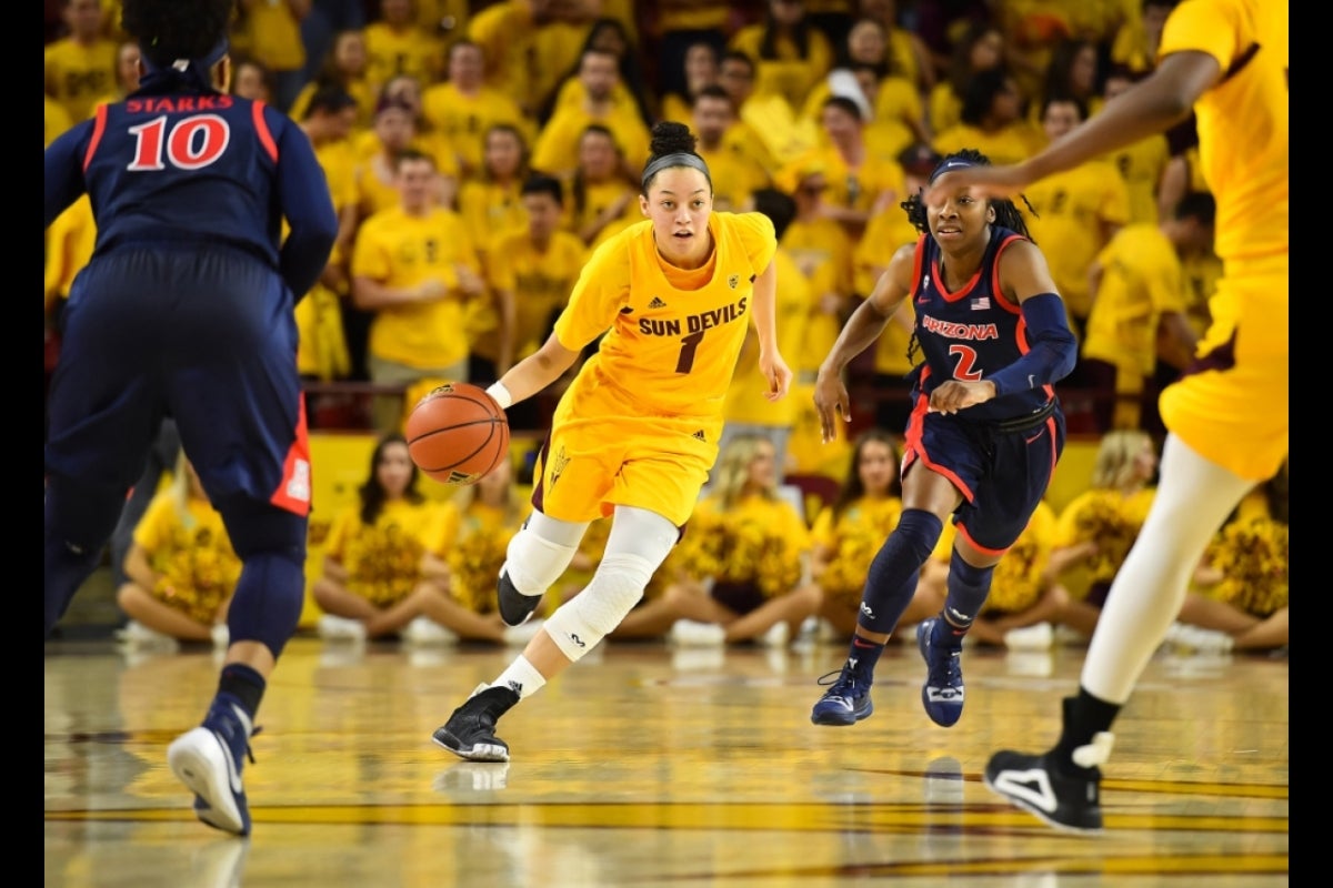 ASU basketball player Reili Richardson in game action