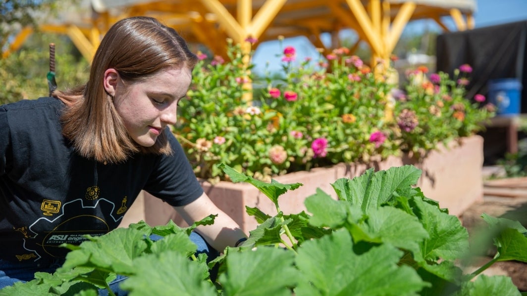 Emma Bonham works in the Keep Phoenix Beautiful Community Garden