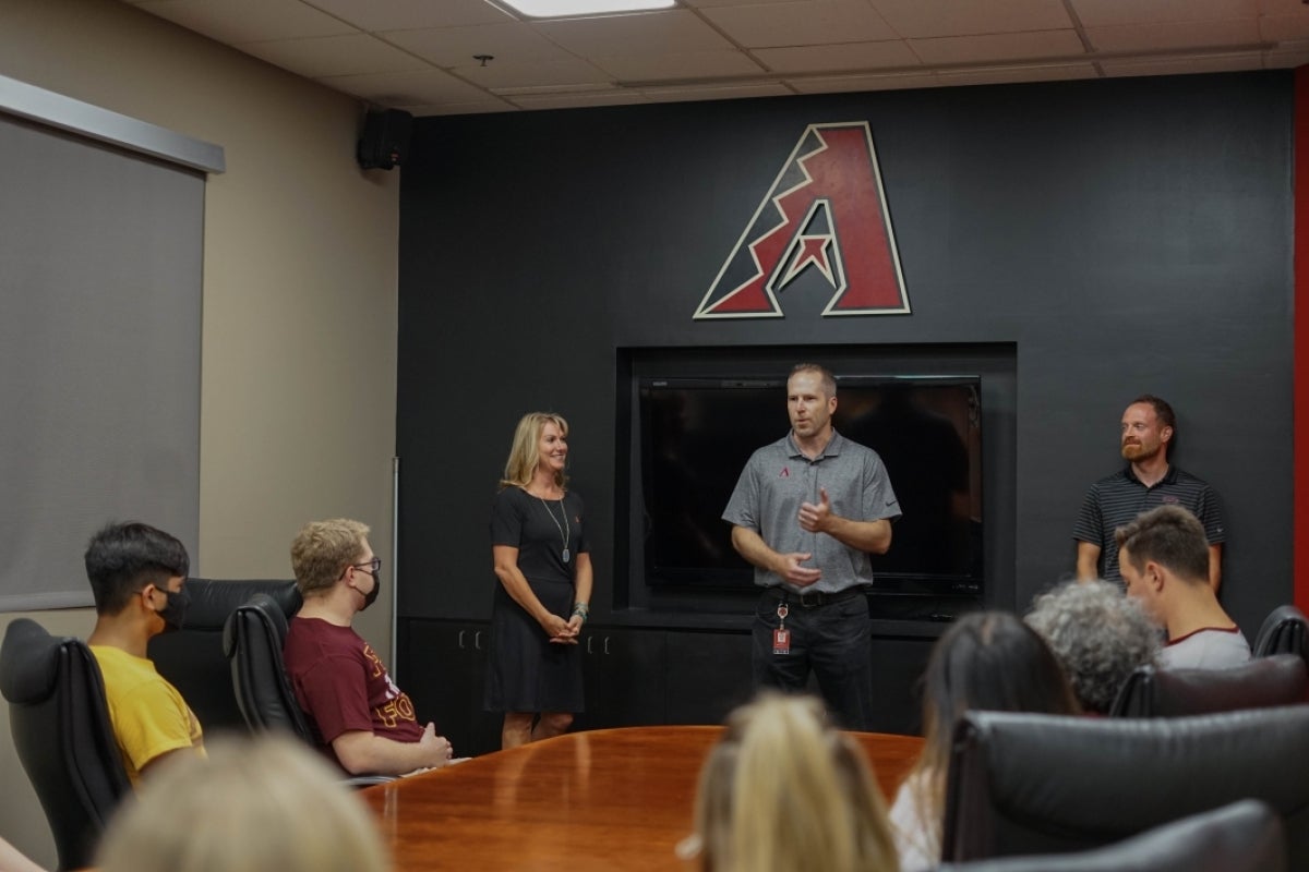 Diamondbacks, executives, students, ASU Night, Derrick Hall