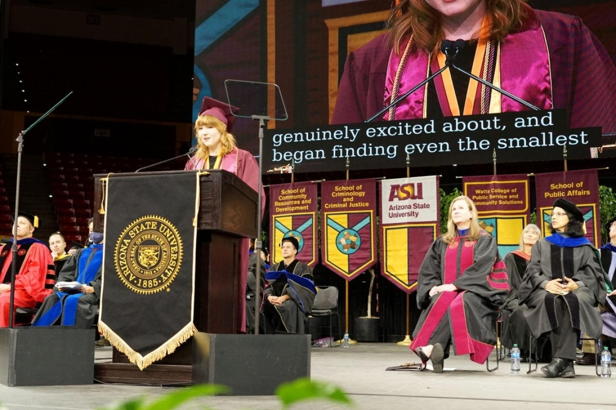 Student speaker, McKenna Hubbard, Watts College, ASU, fall 2022, convocation