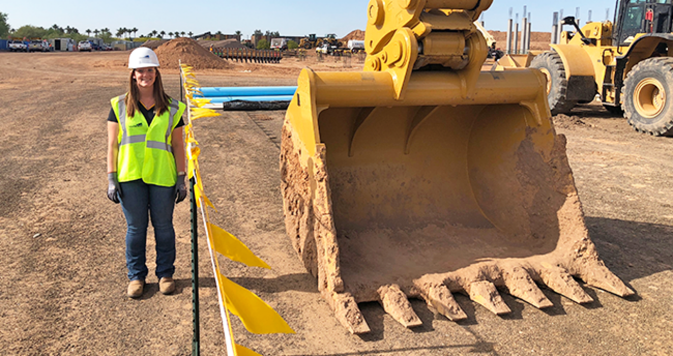 Cassidy Hunter working on ASU internship in construction