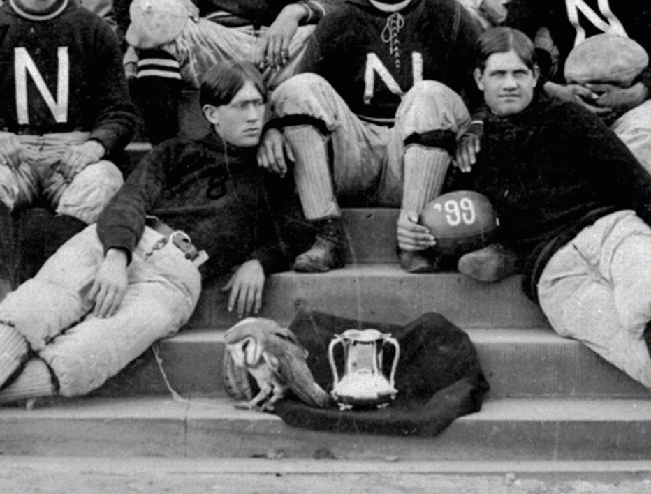 Detail of a historical football team photo