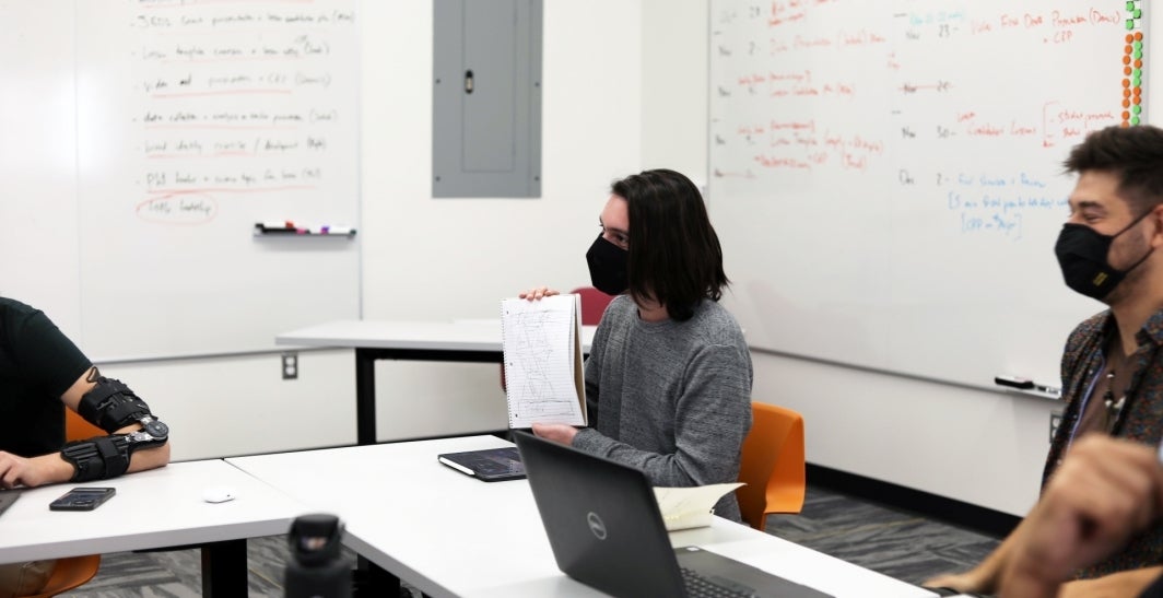 A student engages in the Creative Futures Studio class.