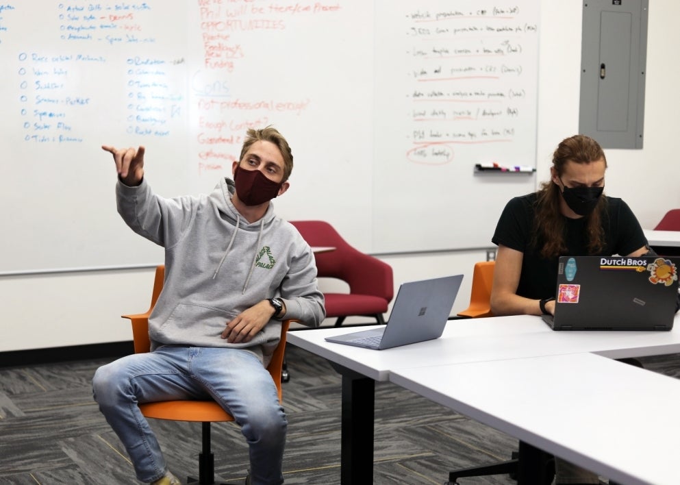 A student engages in the Creative Futures Studio class.