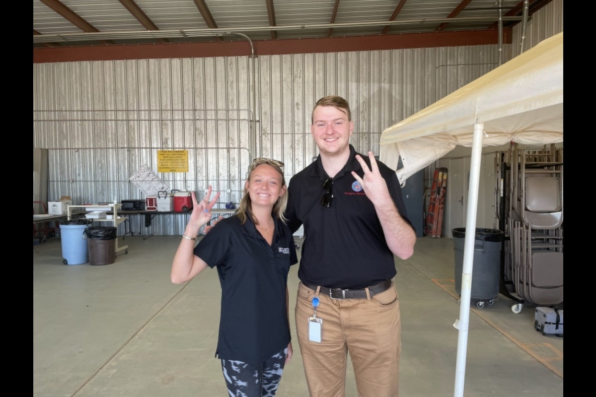 Stinsman with fellow EMSA member, Mark Themes, at an APS nuclear generator training exercise